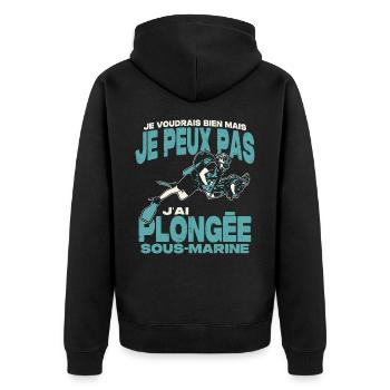 Je peux pas j'ai plongée sous-marine. - Veste à capuche bio Premium Unisexe - noir - Dos - Nico (187cm)