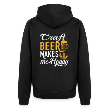 Craft Beer macht mich glücklich Tee für Alkoholiker - Unisex Premium Bio Zip Hoodie - Schwarz - Hinten - Nico (187cm)