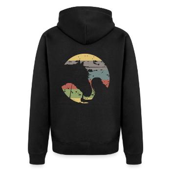 Das Leben ist besser mit Pferden Design Horsing Shirt - Unisex Premium Bio Zip Hoodie - Schwarz - Hinten - Nico (187cm)