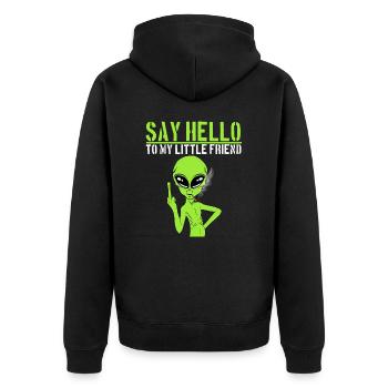 Sag Hallo zu meinem kleinen Freund T-Shirt Design - Unisex Premium Bio Zip Hoodie - Schwarz - Hinten - Nico (187cm)