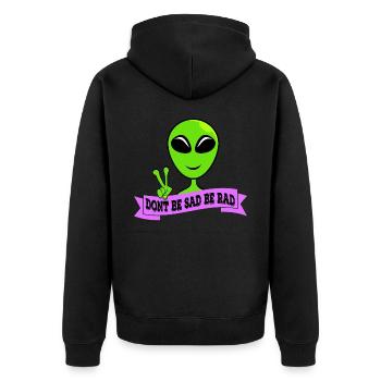 Ne soyez pas triste signe de paix Design T-shirt - Veste à capuche bio Premium Unisexe - noir - Dos - Nico (187cm)