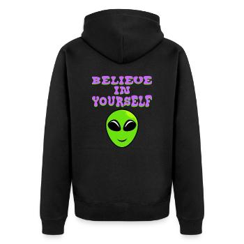 Croyez en vous-même Conception de T-shirt de - Veste à capuche bio Premium Unisexe - noir - Dos - Nico (187cm)