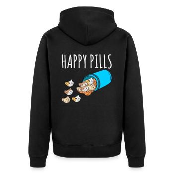 Pocket Persian Niedliche Feline Feral Miau Haustier Tiere - Unisex Premium Bio Zip Hoodie - Schwarz - Hinten - Nico (187cm)