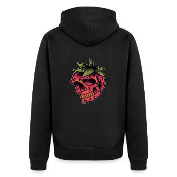 Erdbeerschädel der alten Schule. - Unisex Premium Bio Zip Hoodie - Schwarz - Hinten - Nico (187cm)