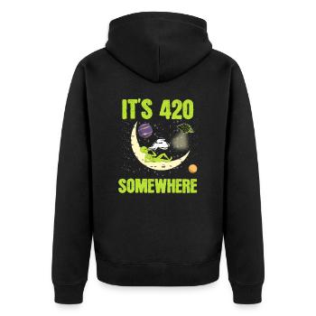 C'est 420 Somewhere Weed Cannabis T-shirt Design - Veste à capuche bio Premium Unisexe - noir - Dos - Nico (187cm)