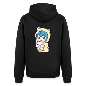 Anime Cat Lover Shirt für Kawaii Fans T-Shirt - Unisex Premium Bio Zip Hoodie - Schwarz - Hinten - Nico (187cm)