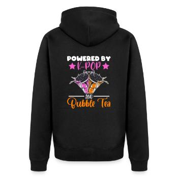 Powered By K-pop And Bubble Tea Simple Music Top - Unisex Premium Organic Zip Hoodie - black - Back - Nico (187cm)