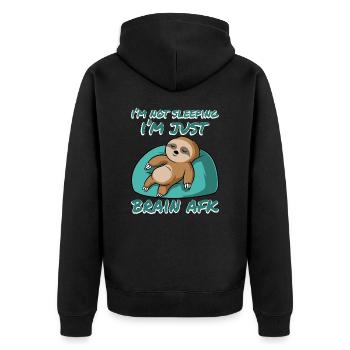 Sleepy Slow Animal Lovers Sloth Apparel I'm Not - Unisex Premium Organic Zip Hoodie - black - Back - Nico (187cm)
