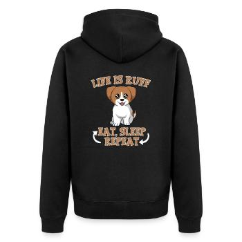 Animal Dog Design For Paw Owners Life Is Ruff Eat - Unisex Premium Organic Zip Hoodie - black - Back - Nico (187cm)