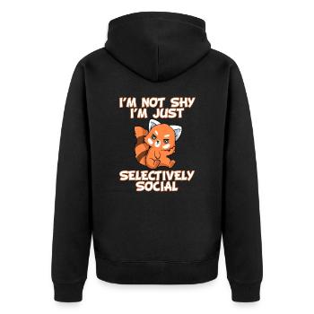 I'm Not Shy I'm Just Selectively Social - Unisex Premium Organic Zip Hoodie - black - Back - Nico (187cm)