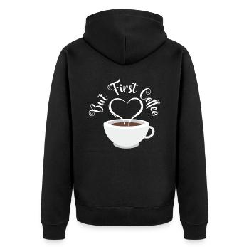Caffeine Morning Breakfast Drink Collection - Unisex Premium Organic Zip Hoodie - black - Back - Nico (187cm)