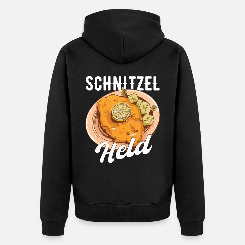 Schnitzel Held Fleisch Geschenk - Unisex Premium Bio Zip Hoodie - Schwarz