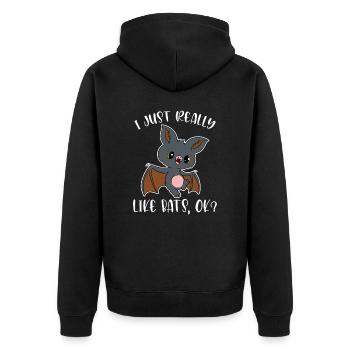 Spooky Creepy Bat Halloween Scary T-shirt Design - Unisex Premium Organic Zip Hoodie - black - Back - Nico (187cm)