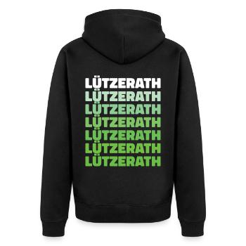 Lützerath Demo Umweltaktivst Geschenk - Unisex Premium Bio Zip Hoodie - Schwarz - Hinten - Nico (187cm)