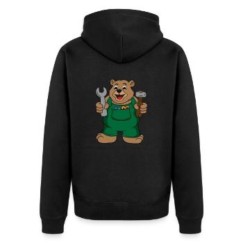 Fix Tischlerei Papa Opa Vater - Unisex Premium Bio Zip Hoodie - Schwarz - Hinten - Nico (187cm)