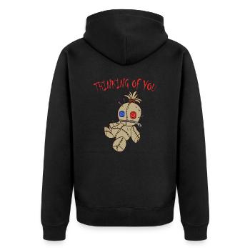 An dich denken Depression tötet Bewusstsein schaffen - Unisex Premium Bio Zip Hoodie - Schwarz - Hinten - Nico (187cm)