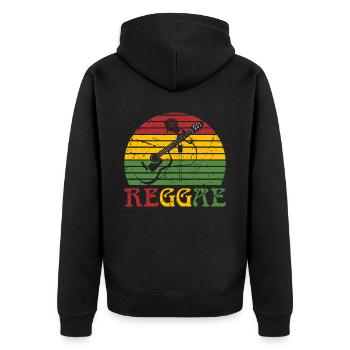 Reggae Genre akustisches Instrument mit einem minimalen - Unisex Premium Bio Zip Hoodie - Schwarz - Hinten - Nico (187cm)