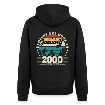 January 2000. Birthday gift January 2000. - Unisex Premium Organic Zip Hoodie - black - Back - Nico (187cm)