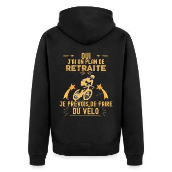Retraités hommes cyclistes passion vélo - Veste à capuche bio Premium Unisexe - noir - Dos - Nico (187cm)