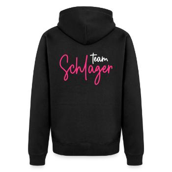Team Schlager - Schlagerparty - Schlagermusik - Unisex Premium Bio Zip Hoodie - Schwarz - Hinten - Nico (187cm)