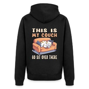 Cat Couch Sofa Funny Humor Typical Cartoon - Unisex Premium Organic Zip Hoodie - black - Back - Nico (187cm)