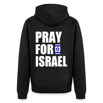 Pray for israel - Unisex Premium Organic Zip Hoodie - black - Back - Nico (187cm)