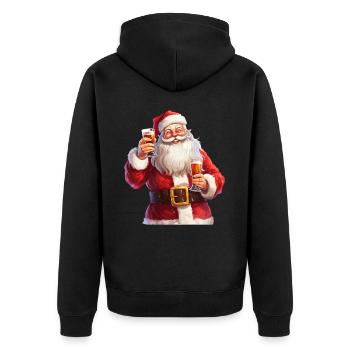Weihnachtsmann Bier Alkohol Prost Glühwein Schnaps - Unisex Premium Bio Zip Hoodie - Schwarz - Hinten - Nico (187cm)