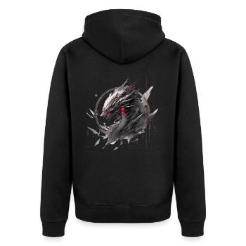 Mecha Tier Tiger Wolf Fuchs Pferd Cyborg - Unisex Premium Bio Zip Hoodie - Schwarz - Hinten - Nico (187cm)