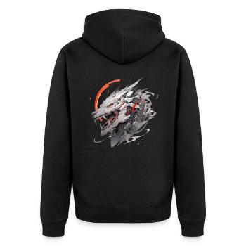 Mecha Tier Tiger Wolf Fuchs Drache Cyborg - Unisex Premium Bio Zip Hoodie - Schwarz - Hinten - Nico (187cm)