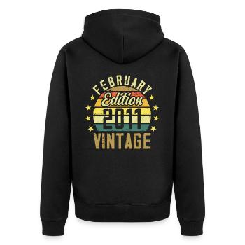 Birthday 13 years - Gift February 2011 - 13th - Unisex Premium Organic Zip Hoodie - black - Back - Nico (187cm)
