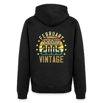 Birthday 19 years - Gift February 2005 - 19th - Unisex Premium Organic Zip Hoodie - black - Back - Nico (187cm)