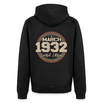 Awesome seit März 1932 Geburtstag 1932 Geschenk - Unisex Premium Bio Zip Hoodie - Schwarz - Hinten - Nico (187cm)