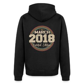 Awesome Since March 2018 Birthday 2018 Gift - Unisex Premium Organic Zip Hoodie - black - Back - Nico (187cm)