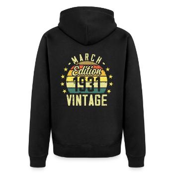 Vintage mars 1931 vintage cadeau anniversaire 1931 - Veste à capuche bio Premium Unisexe - noir - Dos - Nico (187cm)