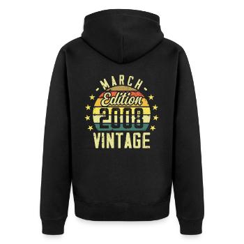 Vintage mars 2008 vintage cadeau anniversaire 2008 - Veste à capuche bio Premium Unisexe - noir - Dos - Nico (187cm)
