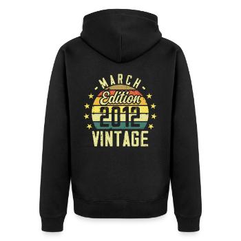 Vintage mars 2012 vintage cadeau anniversaire 2012 - Veste à capuche bio Premium Unisexe - noir - Dos - Nico (187cm)