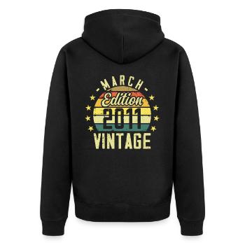 Vintage mars 2011 vintage cadeau anniversaire 2011 - Veste à capuche bio Premium Unisexe - noir - Dos - Nico (187cm)