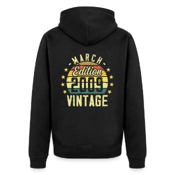 Vintage March 2009 Vintage Birthday Gift 2009 - Unisex Premium Organic Zip Hoodie - black - Back - Nico (187cm)