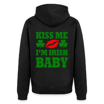 kiss me im irish baby - Unisex Premium Organic Zip Hoodie - black - Back - Nico (187cm)