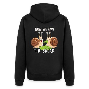 Now we have the Salad - Unisex Premium Bio Zip Hoodie - Schwarz - Hinten - Nico (187cm)