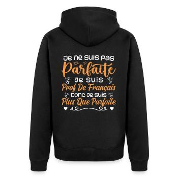 Je Suis Prof de Français - Veste à capuche bio Premium Unisexe - noir - Dos - Nico (187cm)