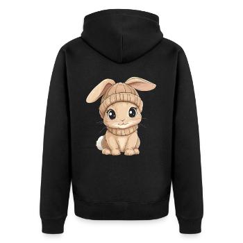 Hase Süß Niedlich Baby Kinder Tier Cartoon - Unisex Premium Bio Zip Hoodie - Schwarz - Hinten - Nico (187cm)
