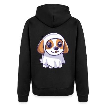 Beagle Hund Halloween Comic Geist - Unisex Premium Bio Zip Hoodie - Schwarz - Hinten - Nico (187cm)