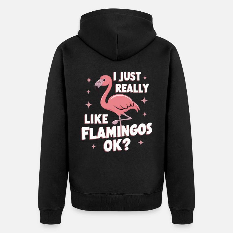 Flamant rose animal - Veste à capuche bio Premium Unisexe - noir