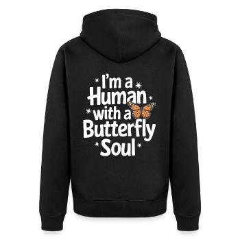 Schmetterling Monarchfalter Bunt Schmetterlinge - Unisex Premium Bio Zip Hoodie - Schwarz - Hinten - Nico (187cm)