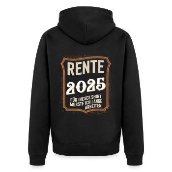 Pension 2025 Pour ce t-shirt, j’ai dû payer pendant longtemps - Veste à capuche bio Premium Unisexe - noir - Dos - Nico (187cm)