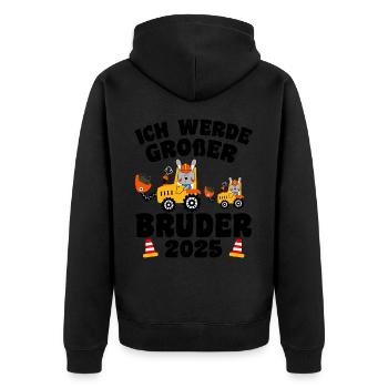 Ich Werde Großer Bruder 2025 - Unisex Premium Bio Zip Hoodie - Schwarz - Hinten - Nico (187cm)
