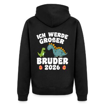 Ich Werde Großer Bruder 2026 - Unisex Premium Bio Zip Hoodie - Schwarz - Hinten - Nico (187cm)