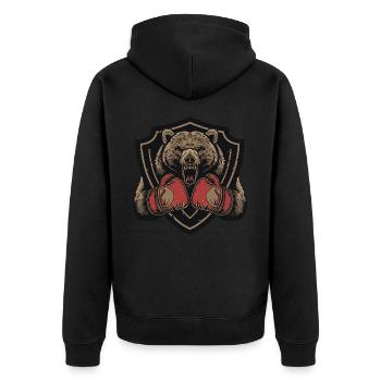 Grizzly Bear Boxer MMA Logo - Unisex Premium Organic Zip Hoodie - black - Back - Nico (187cm)
