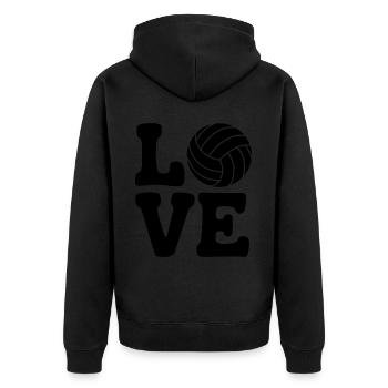 Volleyball Spruch Lustiges Volleyball Geschenk - Unisex Premium Bio Zip Hoodie - Schwarz - Hinten - Nico (187cm)